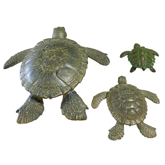 Vintage Sea Turtle Lot of 3 Figures Marine Animal Homeschool Science Display PVC - Picture 4 of 7